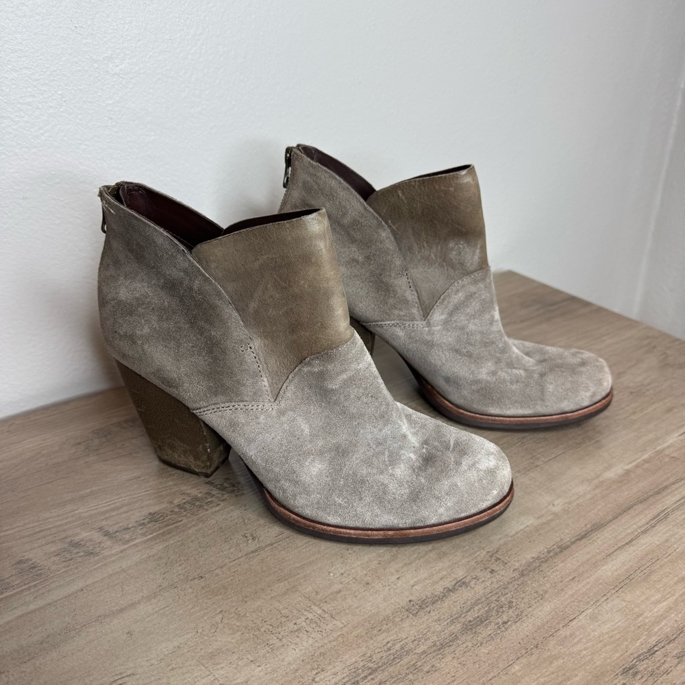 Kork-Ease Castaneda Booties Leather Suede Brown Heeled - Picture 2 of 9